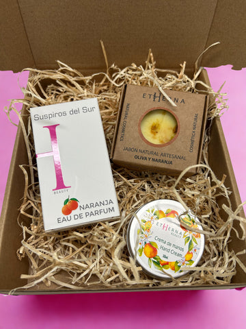 NATURAL PACK ( Crema de manos - Jabón Artesano - Perfume Naranja )